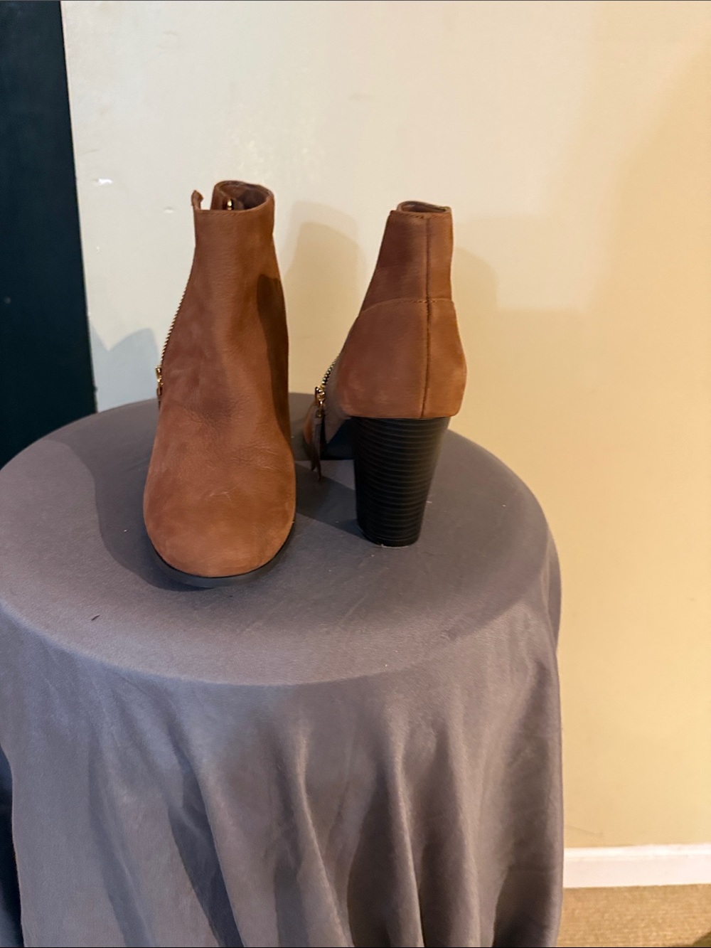 Cole Haan Brown Suede Ankle Booties with Stacked Heel